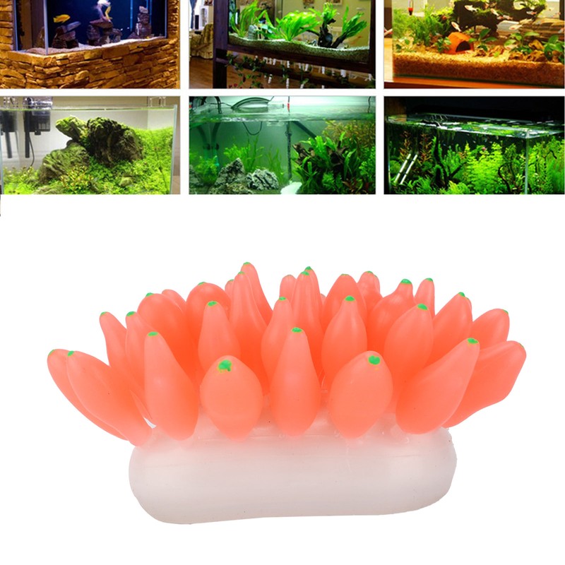 Aquarium Artificial Silicone Decoration Fish Tank Simulation Silicone Coral OrnamentRed
