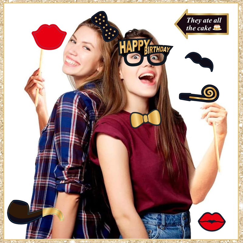 18th Birthday Photo Booth Props,Black Gold Inflatable Selfie Frame Picture