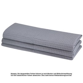 6 x Cotton Waffle Piqué Tea Towels in Grey Kitchen Towel Cleaning Cloth