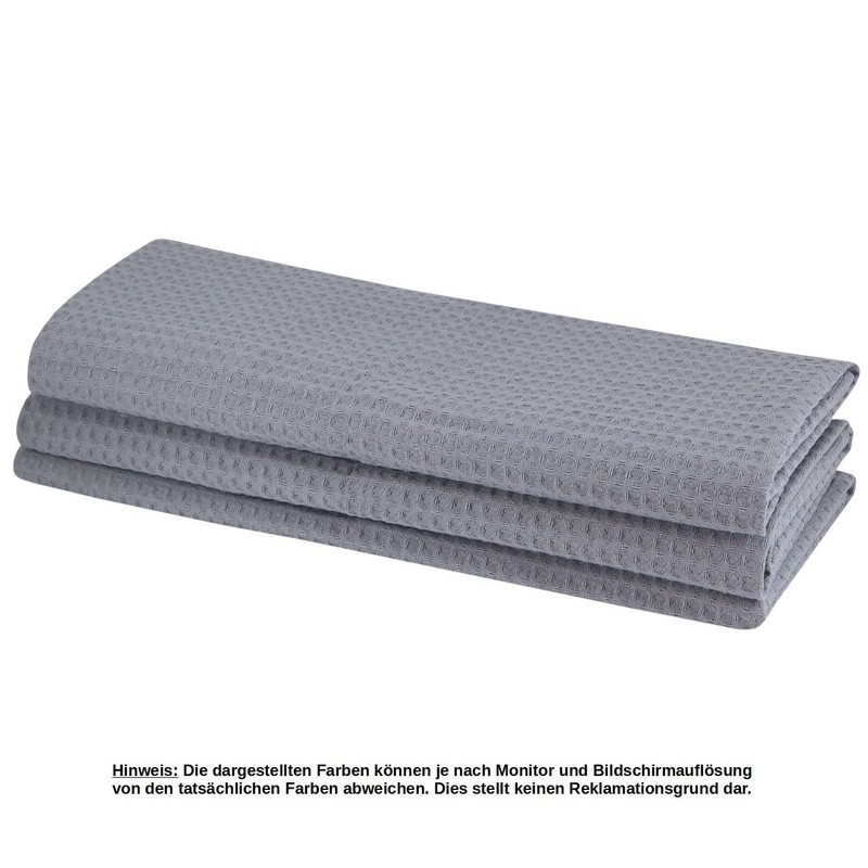 6 x Cotton Waffle Piqué Tea Towels in Grey Kitchen