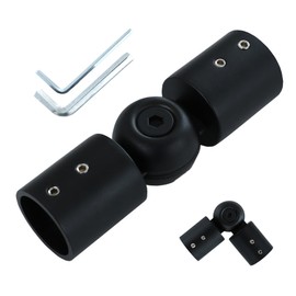 1" Window Corner Curtain Rod Connector 1 pcs Black, Adjustable Curtains Pole Hinged Elbow Rods Extender for Bay Window Curtain Rods or Corner Drapery Blinds Rods