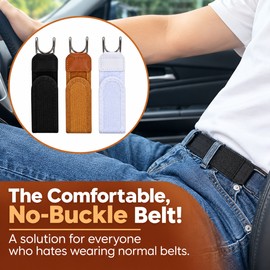 Buckleless Elastic Belt for Men – Adjustable Hook Closure for Comfortable Everyday Pants, Jeans and Casual Wear