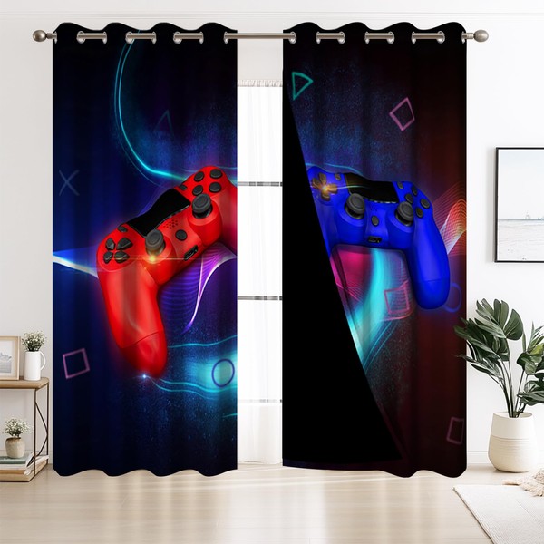Kzzfqxb Playing Games Blackout Curtains, Gamepad Window Drapes for Kids