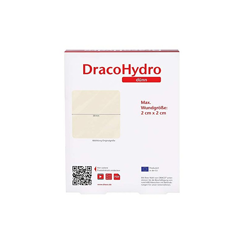 DRACOHYDRO Thin Hydrocoll Wound Dressing, 5 x 5 cm, Pack