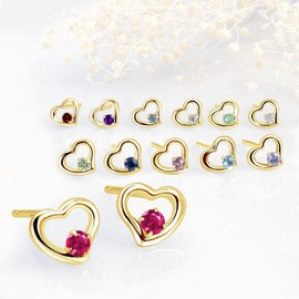 Lara Christie le102-0002 Petite Women's Open Heart Earrings, 12 Birthstones, Stone Platinum, Emerald