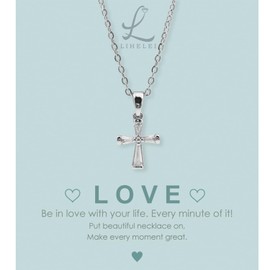 LIHELEI Women's Necklace with Pendants, 925 Sterling Silver Women's Cubic Zirconia Chain Plate Silver Gift for Women, Cubic Zirconia