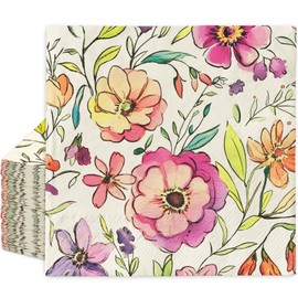 FYSUIMU 50Pcs Floral Paper Napkins Colorful Flower Disposable Luncheon Napkin Vintage Spring Dessert Dinner Hand Napkin for Wedding Baby Bridal Shower