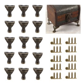 OHAOLYLE Pack of 20 Antique Zinc Alloy Bronze Corner Classic Foot Jewellery Gift Box Wooden Box Shelves Table Legs Decorative Furniture Feet Four-sided Corner Protector Corner Protector Vintage
