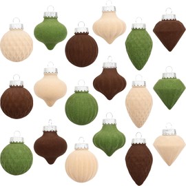 Sea Team 18-Pack Flocked Velvet Christmas Tree Ball Ornaments Set, Decorative Hanging Baubles, Shatterproof Plastic Decorations for Xmas Tree, Wreath, Garland, 60mm/2.36 Inches, Prairie Fall