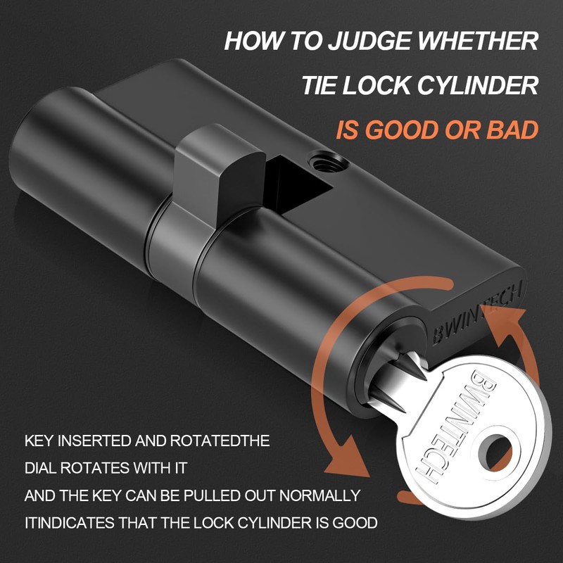 Bwintech 100mm (45/55) Black Cylinder Lock with European Cylinder Lock