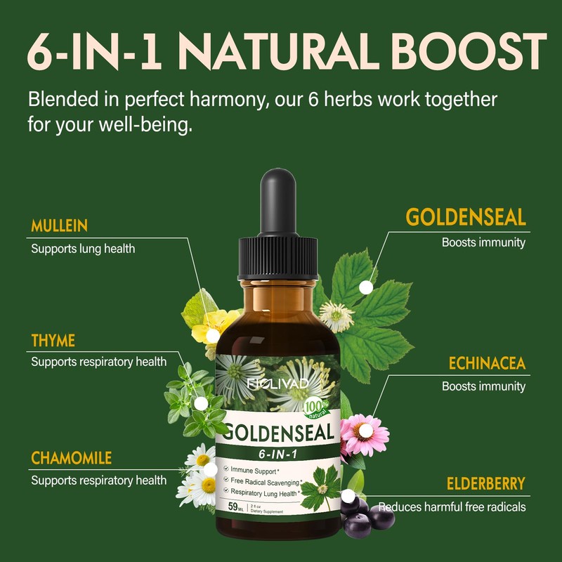 Goldenseal Root Extract Drops for Immune & Respiratory Support 2oz