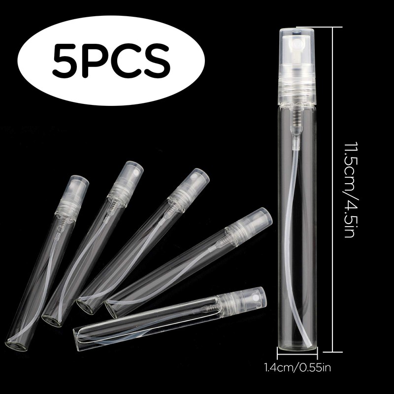 SAVITA 5PCS 10ml Clear Spray Bottle Refillable Perfume Atomizer Small