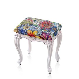 Flashideas Colorful Flowers Stretch Bar Stool Covers 2 Pack Stretch Rectangle Bar Stool Covers Protector Jacquard Chair Seat Slipcover Saddle Bar Stool Slipcover for Wooden Metal Bench