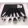 15pc Makeup Brush Set, Black & Silver with Black Bag