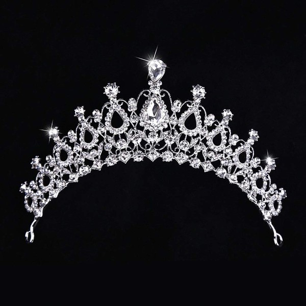 Aceorna Pricess Crowns and Tiaras Crystal Wedding Crowns for Flower Girls Silver Rhinestones Tiara Decorative Bridal Tiaras Hair Accessories for Girls