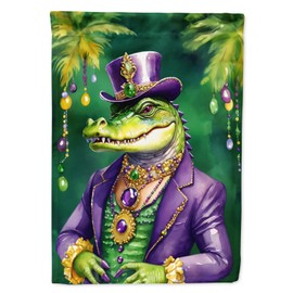 Caroline's Treasures DAC5219GF Alligator King of Mardi Gras Garden Flag Mailbox Flag Decorative Yard Flag Banner Outside Patio Artwork Yard Flower Beds, Garden Size, Multicolor