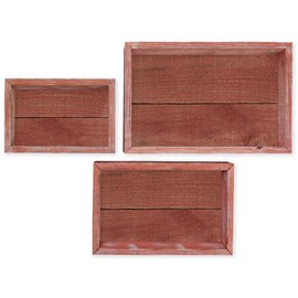 Ekena Millwork DECR18SBRTCBRD Set of 3, Rectangle, Closed Back, Vintage Farmhouse Shadow Box Shelves, Barnwood Decor Collection, Salvage Red