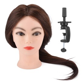 Mannequin Head with Human Hair, 20 Inch Hairdressing Model with Clamp, Styling Training Manikin Cosmetology Doll Training Head for Hairdresser Practice