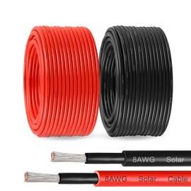 MOOKEERF Solar Pane Wire 8 AWG - Solar Extension Cable 30Ft Black & 30Ft Red 8 Gauge Tinned Copper PV Wire for Outdoor Automotive RV Solar Panel Boat Marine (Black+Red)