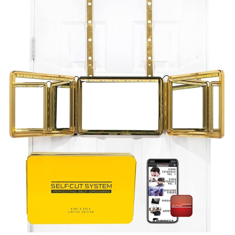 Self Cut System Gold Plated 3 Way Mirror with Lights