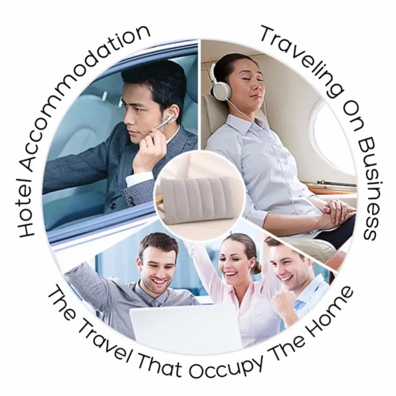 Inflatable Travel & Beach Pillow, Portable Air Cushion Headrest for