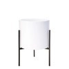 Modern White Plants Pot Cylinder Planter with Heavy Duty Stand,