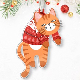 Orange Cat Ornament - Orange Cat Gifts - Orange Cat Gifts for Cat Lovers - Orange Cat Gifts for Women, Men - Cat Gifts for Cat Lovers - Orange Cat for Xmas Tree - Acrylic Cat Christmas Ornament 2024
