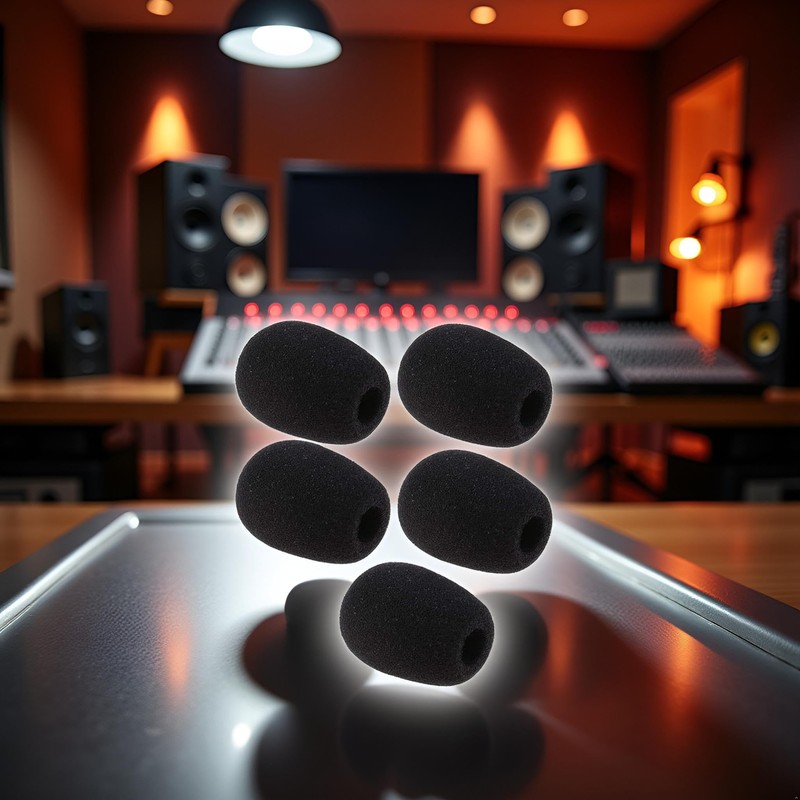 5Pcs Black Replacement Microphone Sponge Wind Shield Windscreen Foam Cover