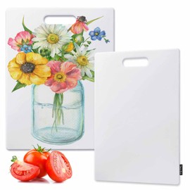 Haeyibin Glass Jar Cutting Board Flowers Watercolor Garden Leaves Floral Dishwasher- Safe Chopping Board For Kitchen Easy Grip Handle 15.9" X 10"