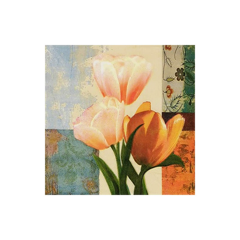 Zelten 結婚式・ディナー・ティーパーティー用カラーペーパーナプキン 20枚入り シャビーシックデザイン シャワーパーティー用, チューリップ