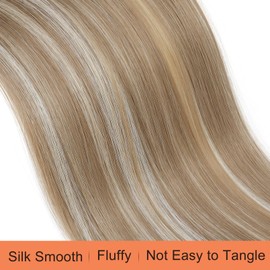 SEIKEA 32" Ponytail Extensions Drawstring Long Straight Fake Pony Tail Natural Soft Clip in Hair Extension Synthetic Heat Resistant Hairpiece Ash Brown with Blonde Hightlights