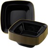 DecorLine Contour Collection Elegant Black Plastic Soup Bowls with Gold