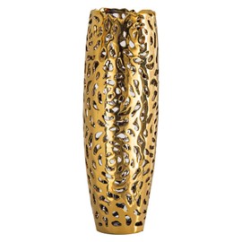 NewSangXia Modern Coral Openwork Ceramic Vase, 16 inch Floor vase for Home décor, Gold Tall vase for Living Room. Pampas Grass Flower Vases for Bathroom Decor Bedroom Decor