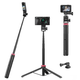 ULANZI MT-71 Tripod Selfie Stick & Vlog Handle with Magnetic Quick Release&1/4'' Screw, 59in Extendable Lightweight Tripod Stand (7-Section) for DJI Pocket 3/Insta360 X5 X4 X3 Series