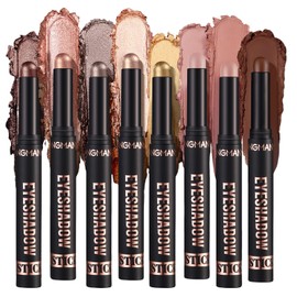 Flintronic 8PCS Eye Shadow Sticks Set, Waterproof Eyeshadow Stick, Highlighting Pigmented Eye Shadow Pencil Crayon, Soft Creamy Matte Shimmer Long Lasting Eyeshadow Pencil for Daily Makeup