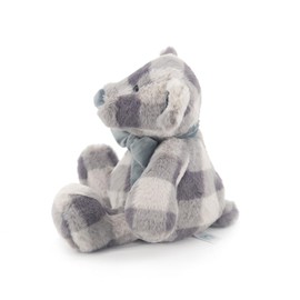 INJOY Cute Sitting Bear Black Grey Plaid Teddy Bear Plush Toy,Cute Cuddle Gift for Kids and Adults