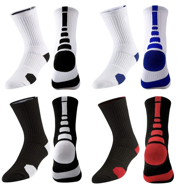 Calcetines 4 Pares, Calcetas Deportivas para Basquetbol, Calcetines de Compresión