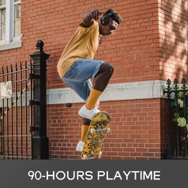 DOQAUS Wireless Headphones Over Ear, 90 Hrs Playtime Bluetooth Headphones with 3 EQ Modes, Soft Memory Protein Earpads, Foldable Wireless Wired Headphones with Mic for Cellphone PC Tablet Music Office