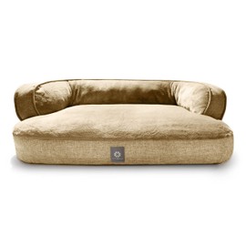 MICRODRY – Soft, Cozy & Plush Dog Pet Bed, Machine Washable, Self Warming - Medium to Large Size Dogs - 36x26x8 inches, Linen