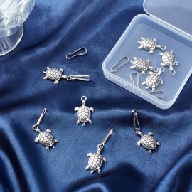 PLIGREAT Pack of 10 Silvery Creative Turtle Zip Zipper Sea Turtle Alloy Pendant for Suitcase Boots Bag Purse Zipper Charm DIY Craft Charms Zipper Replacement Accessories, Non-precious metal