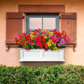 Flores de plástico para exteriores, 16 paquetes de flores artificiales falsas para exteriores, resistentes a los rayos UV, plantas artificiales, plantas de plástico para exteriores, flores