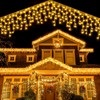 WoskjXas Solar Icicle String Light 26.2Ft/8M 288 LEDs Christmas Icicle