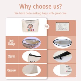 Girlly Happy 30th Birthday Gifts Women Makeup Bag: Cute Travel Cosmetic & Toiletry Pouch For Her, Mom, Wife, Sister, Nieces, Girlfriends, Coworkers .Ideal Gift For Mothers Day. (1995-30th)