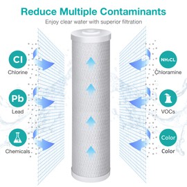 SimPure Whole House Water Filter Cartridges 5 Micron 20" x 4.5" CTO Activated Carbon Block, For DB20P, FC25B, CTO20BB, WHB20, 2 Pack