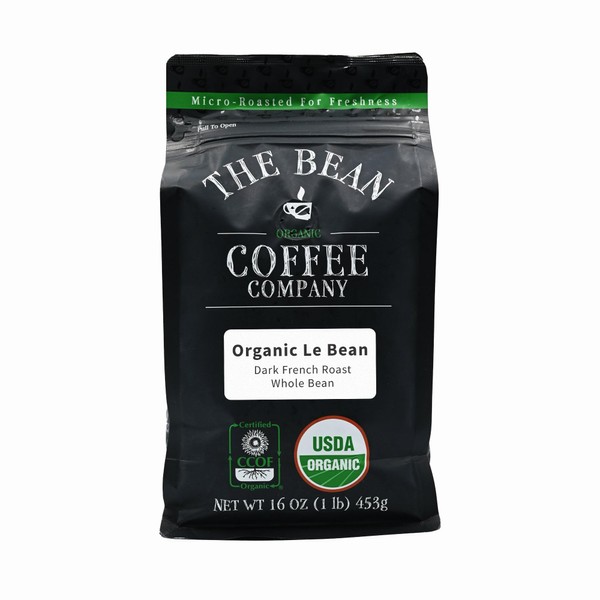 The Bean Coffee Company Le Bean orgánico, tostado francés oscuro, frijoles enteros, bolsa de 16 onzas