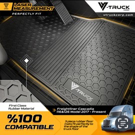 V-TRUCK CORP Rubber Floor MATS for Freightliner Cascadia 116 & 126 2017-PRESENT