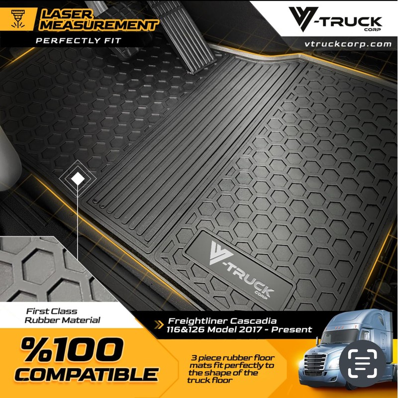 V-TRUCK CORP Rubber Floor MATS for Freightliner Cascadia 116 &