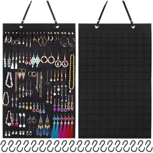 Caffox Hanging Earring Holder, Large Organizer with 20Pcs Extra Black