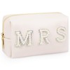 JOINDO Letter Makeup Bag,MRS Diamond Rhinestone Patch Cosmetic Bag,Travel Toiletry Zipper Purse Bag,Bridal Shower Gifts
