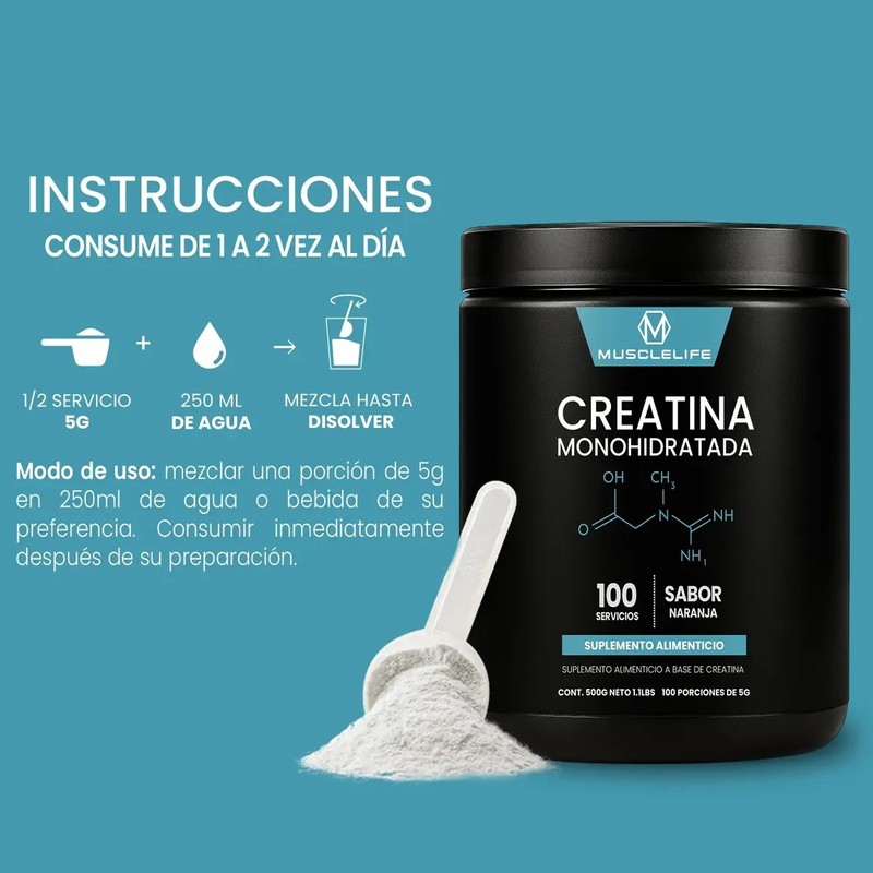 Suplemento Creatina Monohidratada Muscle Life 500g 100servis